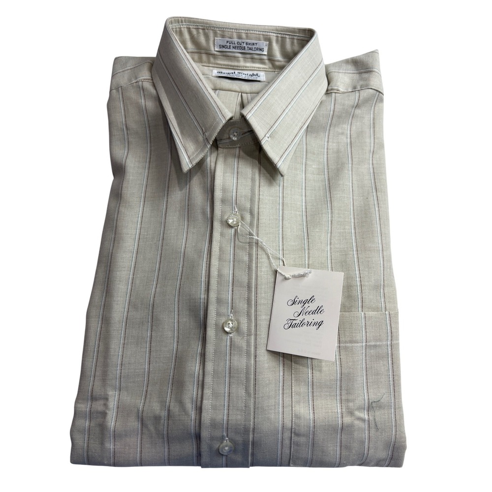 Vintage Royal Knight Shirt USA Made Mens Sz XL 17/34 NOS Stripe Single Needle G5